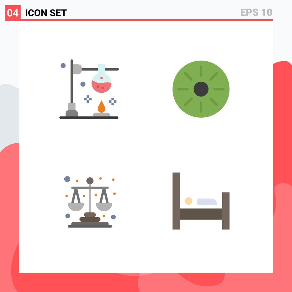 Group of 4 Flat Icons Signs and Symbols for burner justice science kiwi interior scales Editable Vector Design Elements