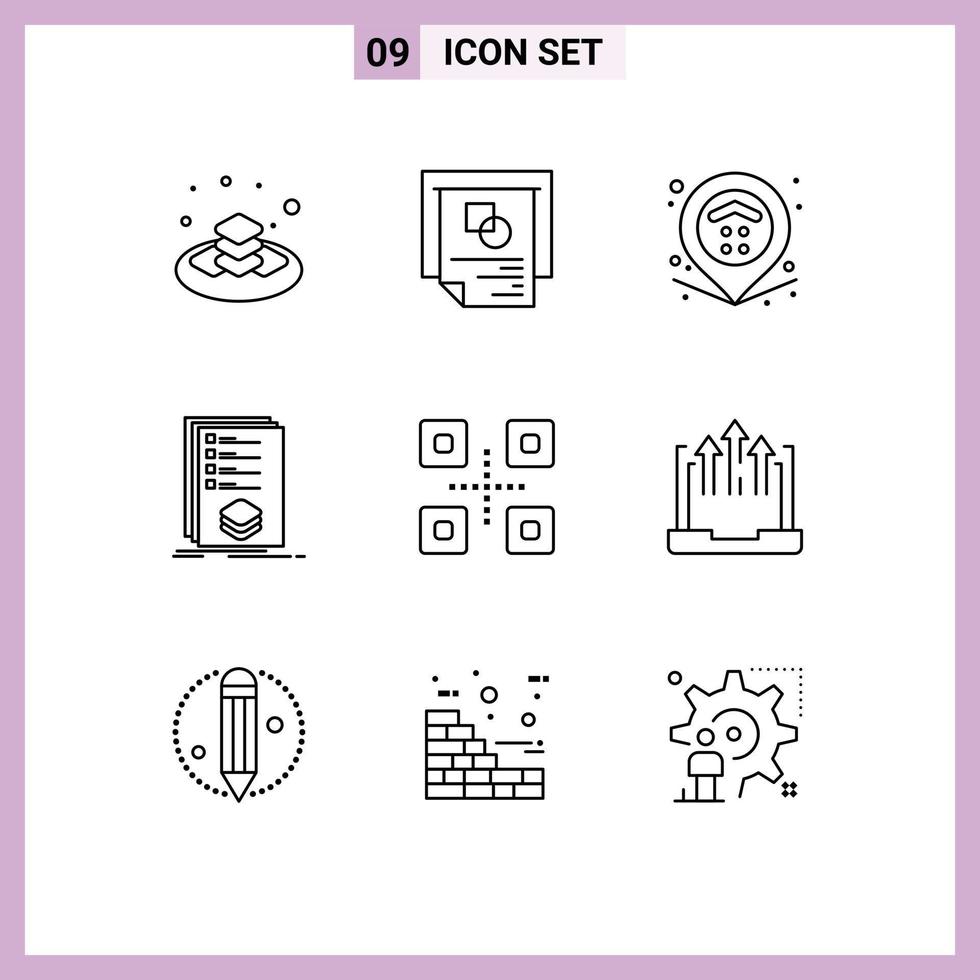 9 Universal Outline Signs Symbols of fish listing location list categories Editable Vector Design Elements