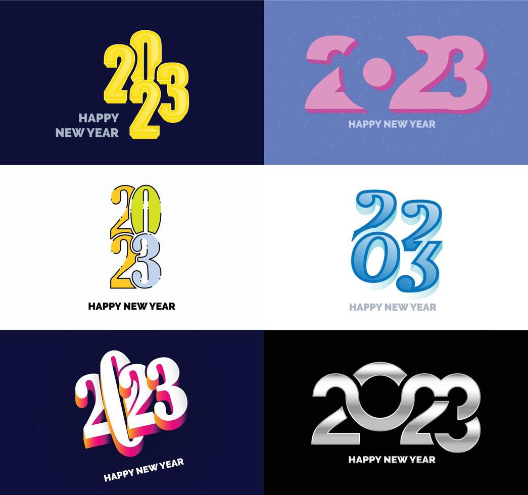 Big Set of 2023 Happy New Year logo text design 2023 number design template vector