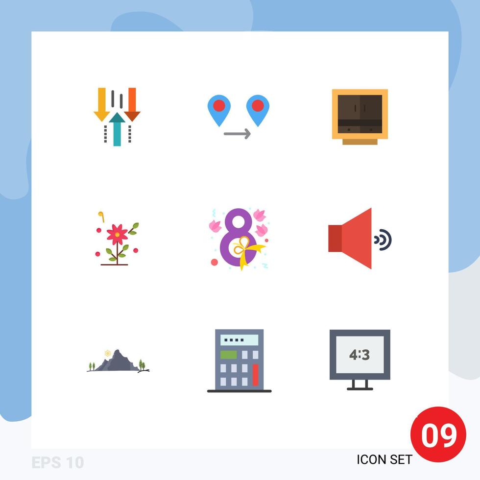Modern Set of 9 Flat Colors and symbols such as heart flower cabinet storage furniture Editable Vector Design Elements