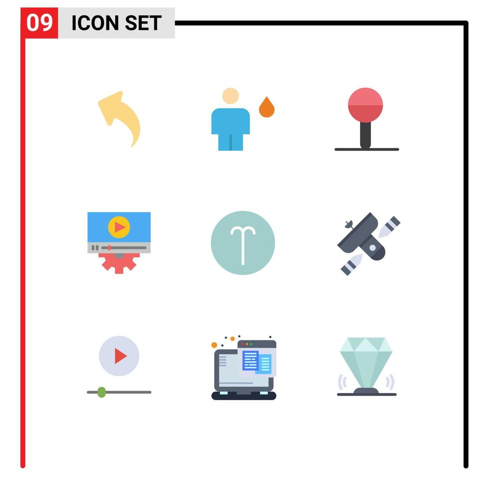 Set of 9 Modern UI Icons Symbols Signs for aries setting human play rattle Editable Vector Design Elements
