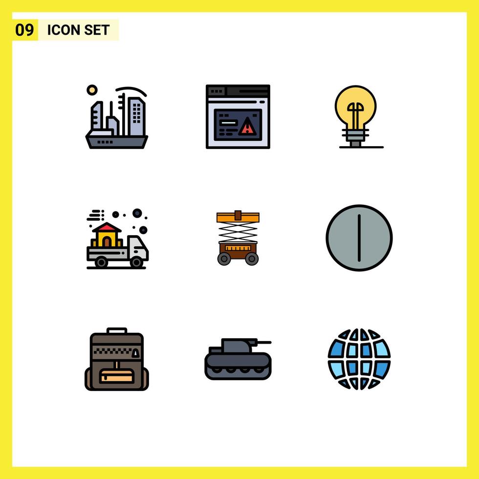 9 Filledline Flat Color concept for Websites Mobile and Apps real estate website delivery management Editable Vector Design Elements