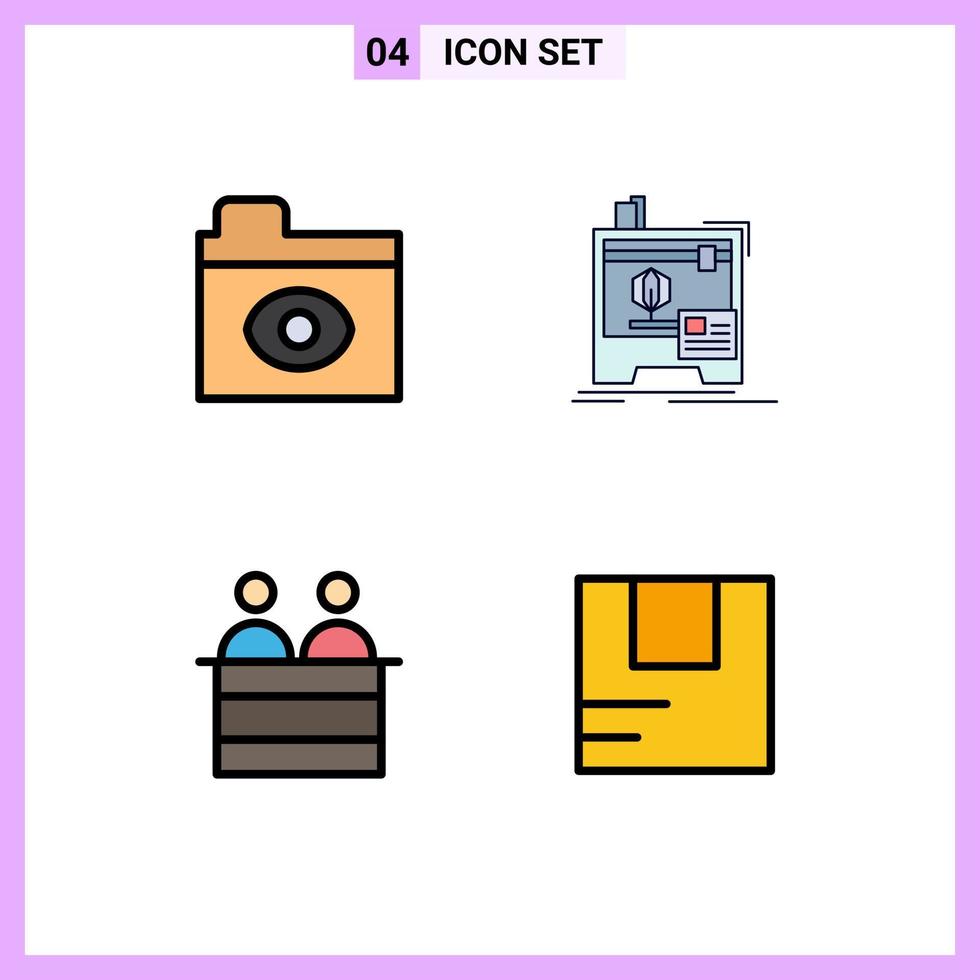 Set of 4 Modern UI Icons Symbols Signs for big brother jury dimensional printing box Editable Vector Design Elements