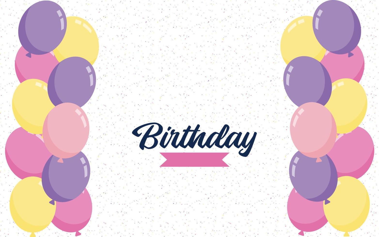 Happy Birthday lettering text banner with balloon Background vector