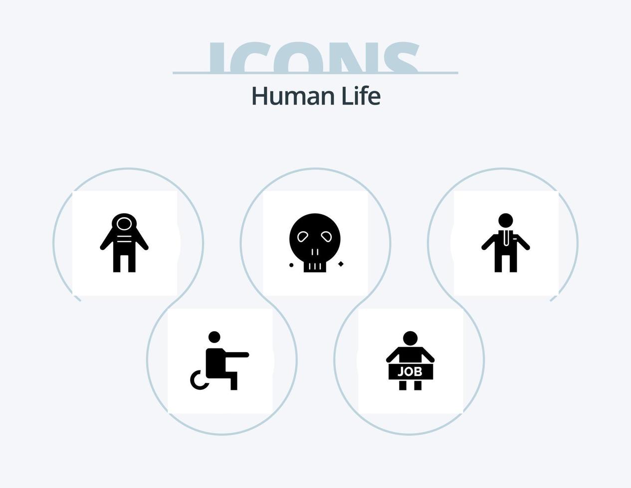 Human Glyph Icon Pack 5 Icon Design. man. human. worker. head. space traveler vector