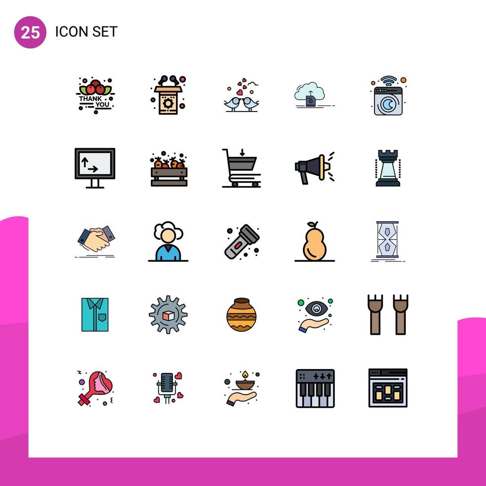 25 iconos creativos signos y símbolos modernos de computación guardar novia cargar boda elementos de diseño vectorial editables vector