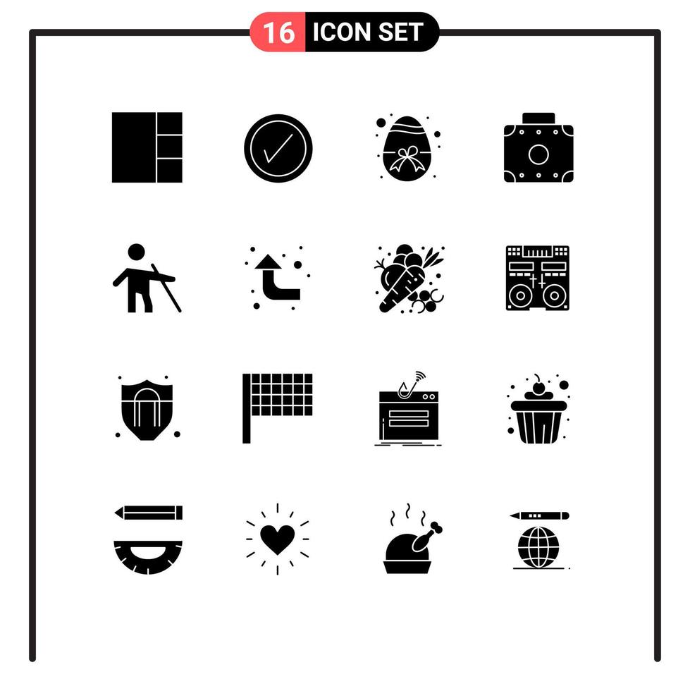 Set of 16 Commercial Solid Glyphs pack for reload stick nature people blind Editable Vector Design Elements