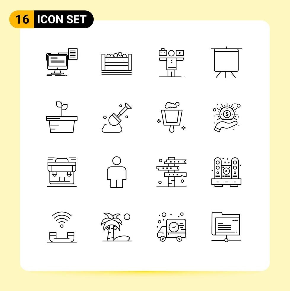 Stock Vector Icon Pack of 16 Line Signs and Symbols for plant presentation bangla deck work Editable Vector Design Elements