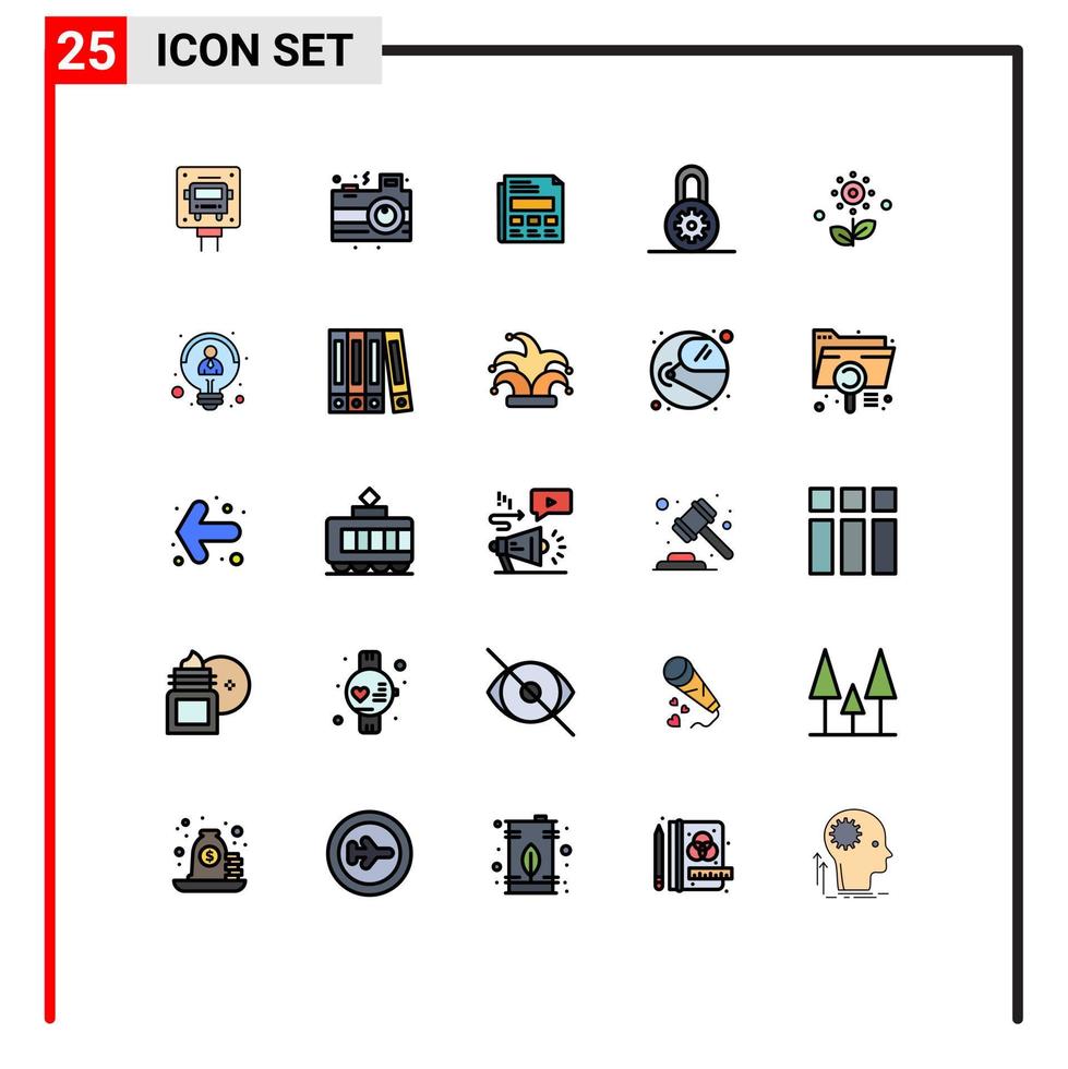 paquete de iconos de vector de stock de 25 signos y símbolos de línea para opciones de informe de flor de rosa controlar elementos de diseño de vector editables