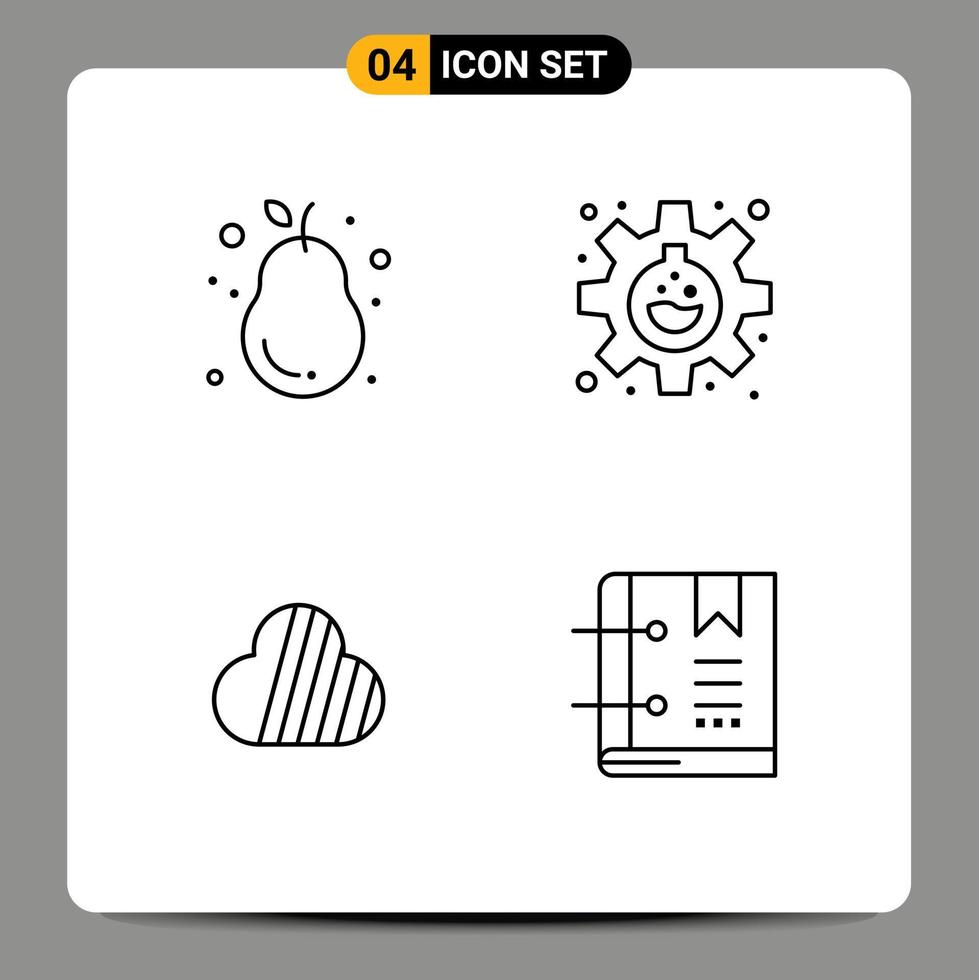 Pictogram Set of 4 Simple Filledline Flat Colors of avocado sky coin pear flask crypto Editable Vector Design Elements