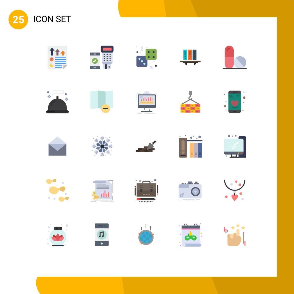 User Interface Pack of 25 Basic Flat Colors of database archive scan files gambling Editable Vector Design Elements