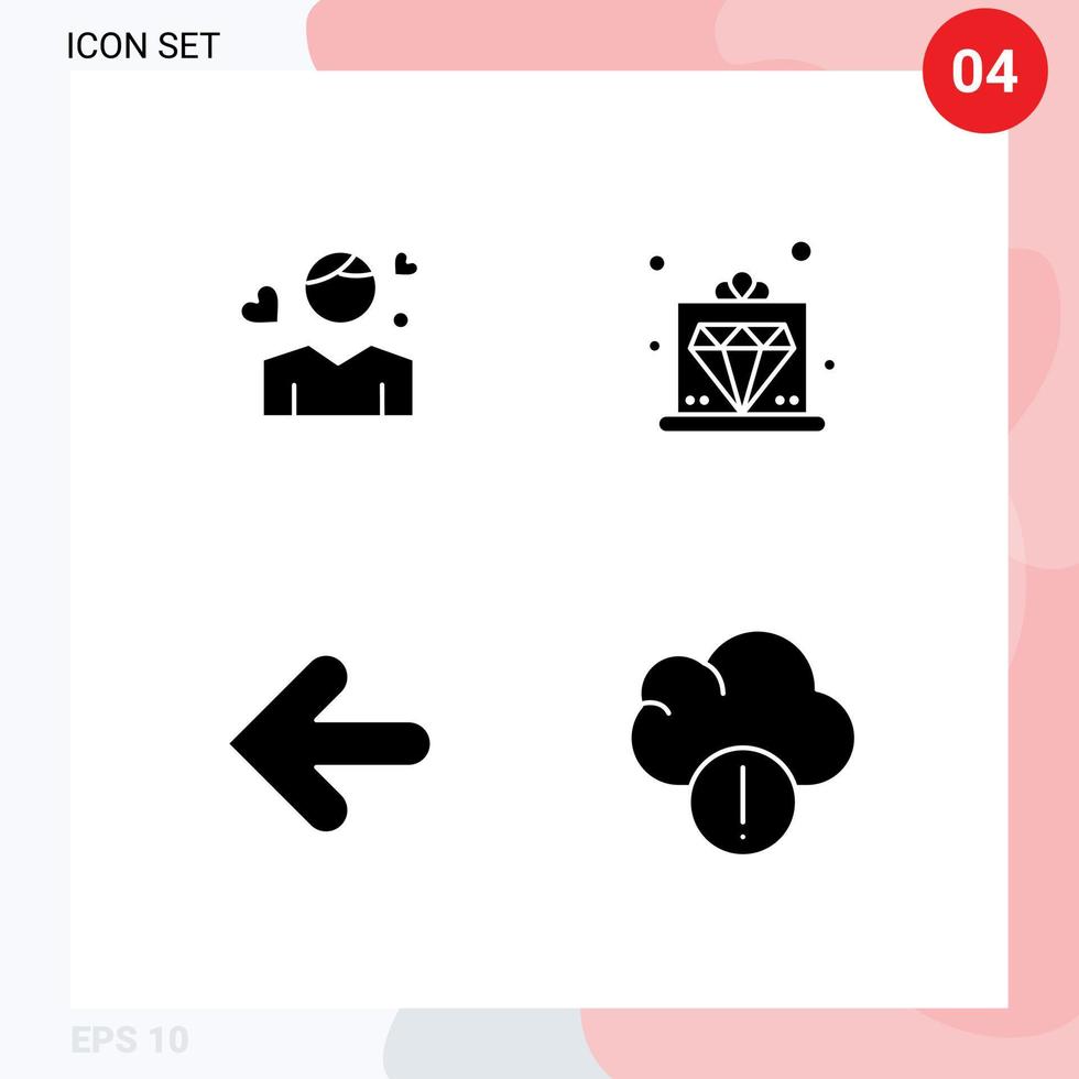 Solid Glyph Pack of 4 Universal Symbols of man arrow person premium back Editable Vector Design Elements