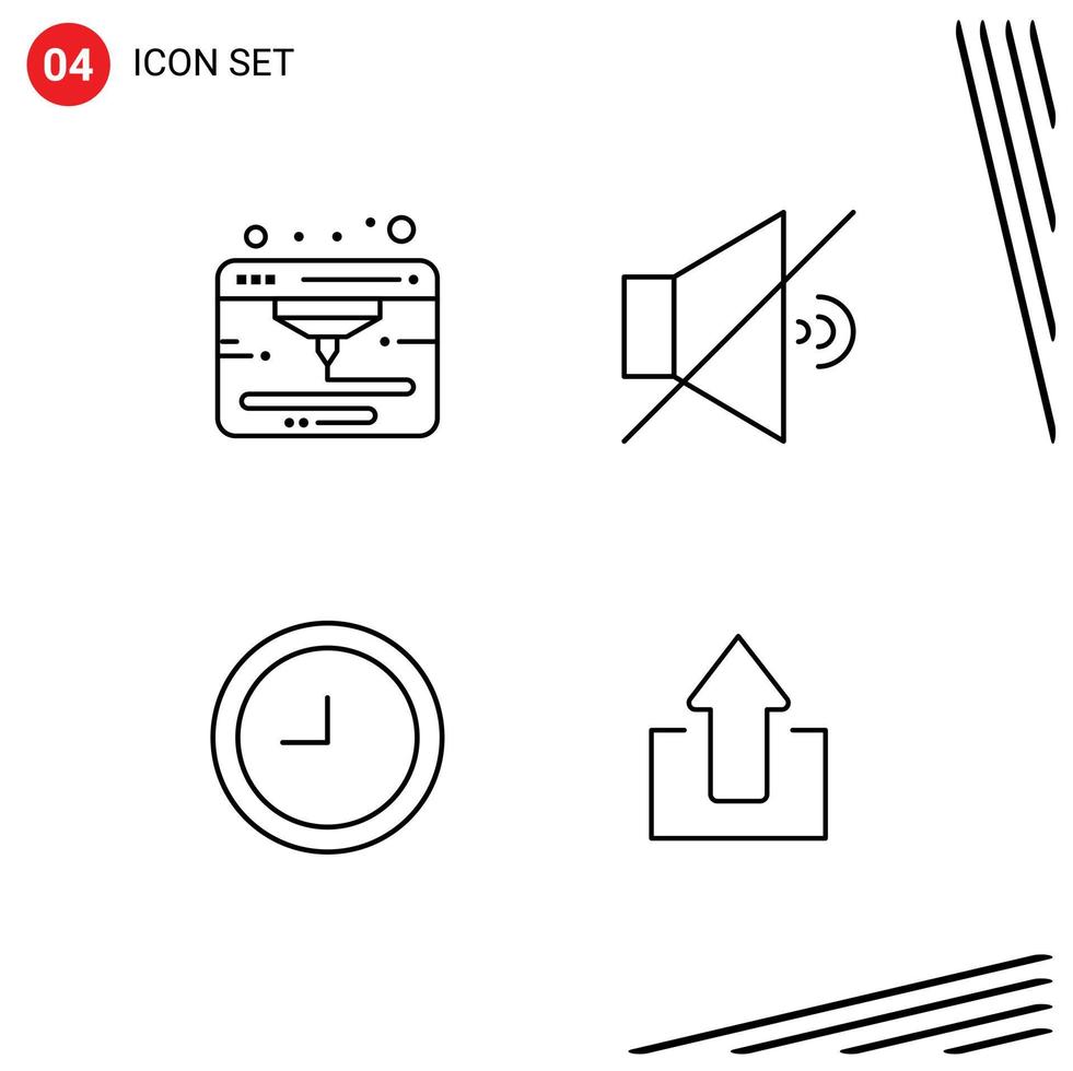 Universal Icon Symbols Group of 4 Modern Filledline Flat Colors of internet arrows mute clock upload Editable Vector Design Elements