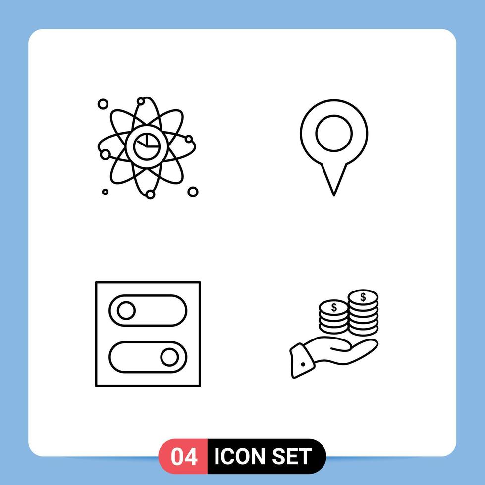 Pictogram Set of 4 Simple Filledline Flat Colors of atom control link location toggle Editable Vector Design Elements