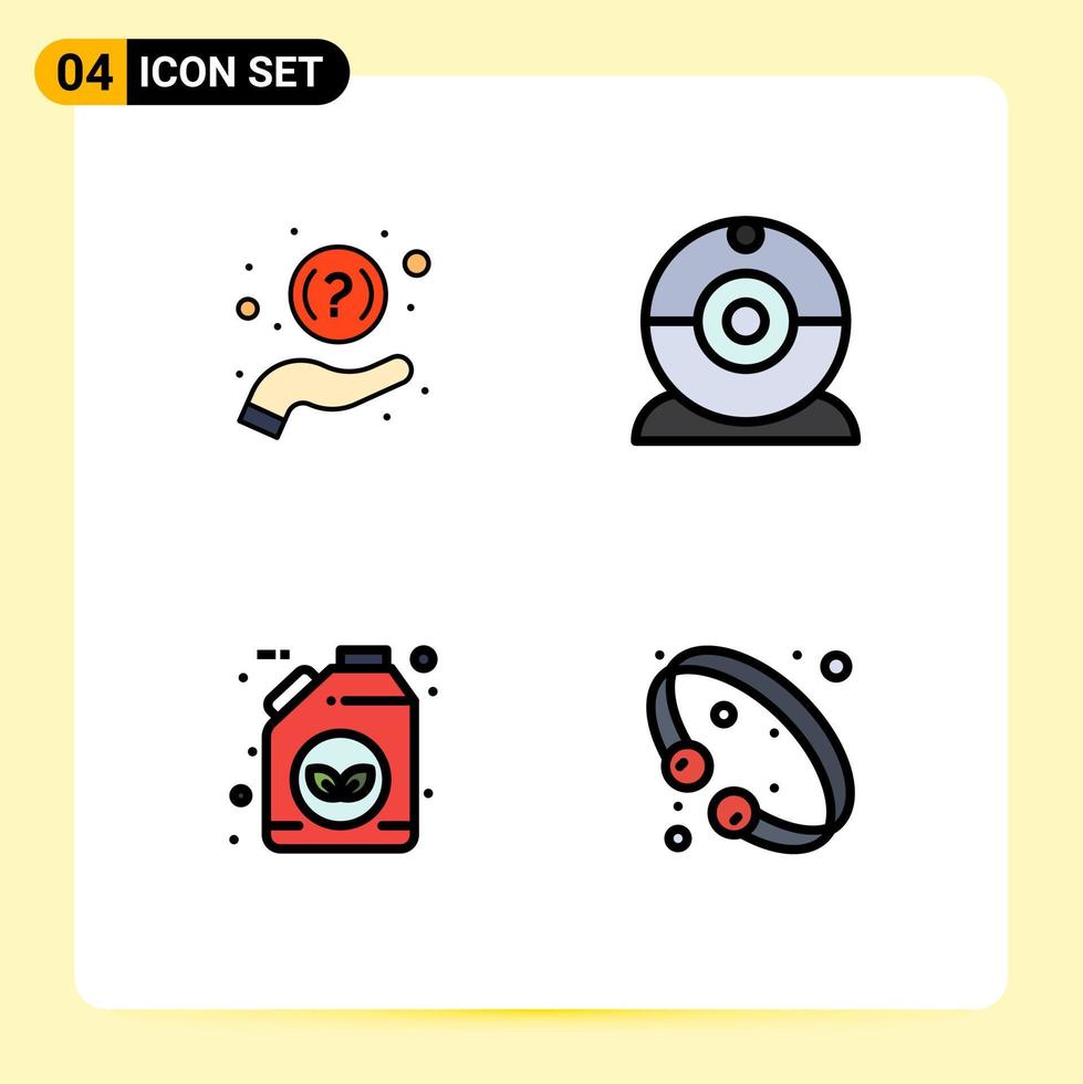 conjunto de 4 iconos de interfaz de usuario modernos signos de símbolos para dispositivos de soporte de gasolina faq brazalete elementos de diseño vectorial editables vector