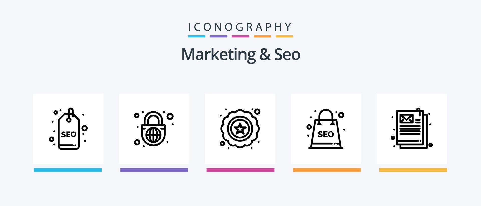 Marketing And Seo Line 5 Icon Pack Including review. rate. web. person. tag. Creative Icons Design vector