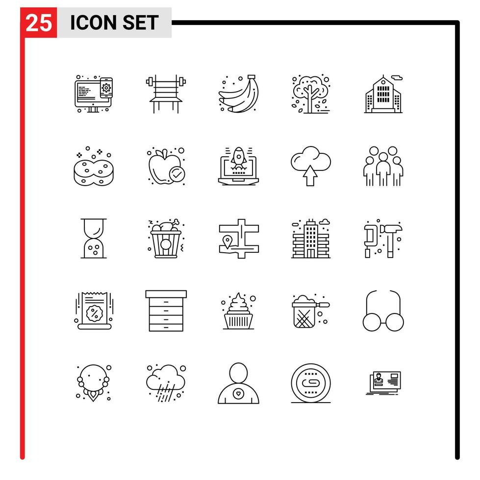 Set of 25 Modern UI Icons Symbols Signs for building plant machine fall fruit Editable Vector Design Elements