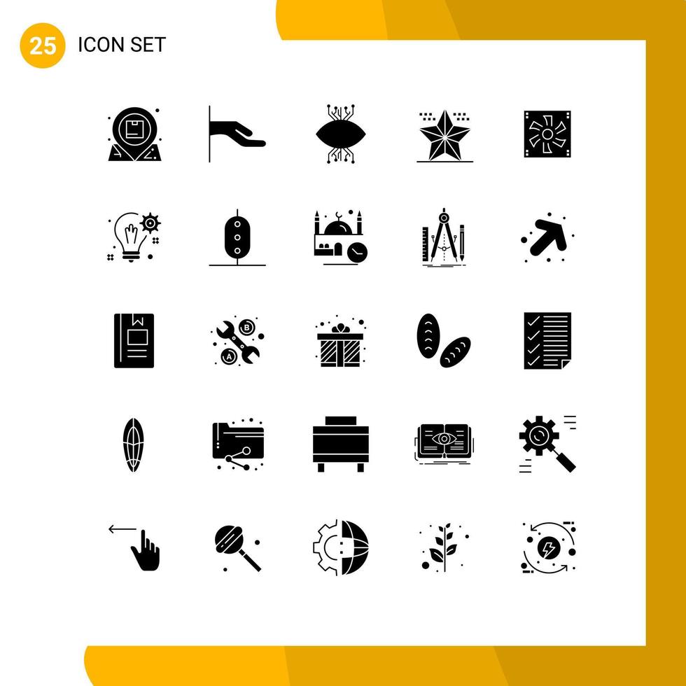 Universal Icon Symbols Group of 25 Modern Solid Glyphs of star event infrastructure christmas eye Editable Vector Design Elements