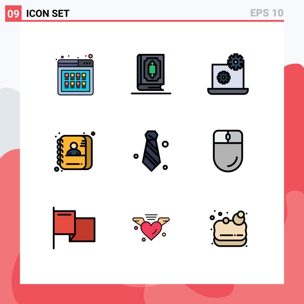 Stock Vector Icon Pack of 9 Line Signs and Symbols for attire data ramadhan employee setting Editable Vector Design Elements