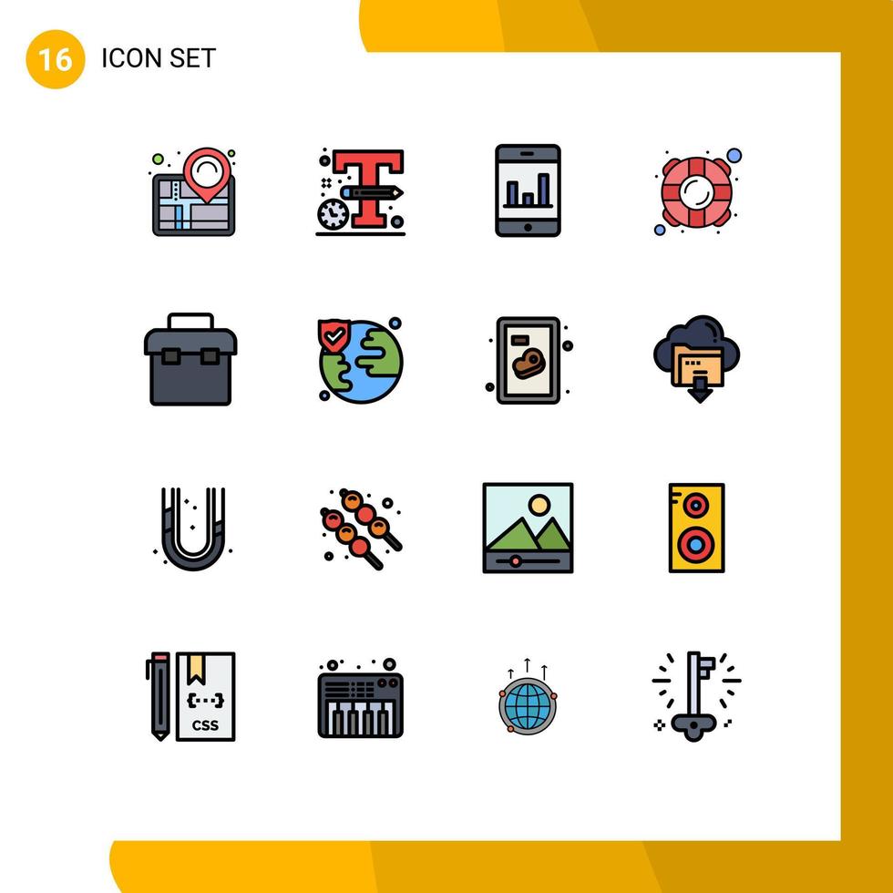 paquete de iconos de vector de stock de 16 signos y símbolos de línea para análisis de caja de almuerzo vida de seguridad elementos de diseño de vector creativo editable