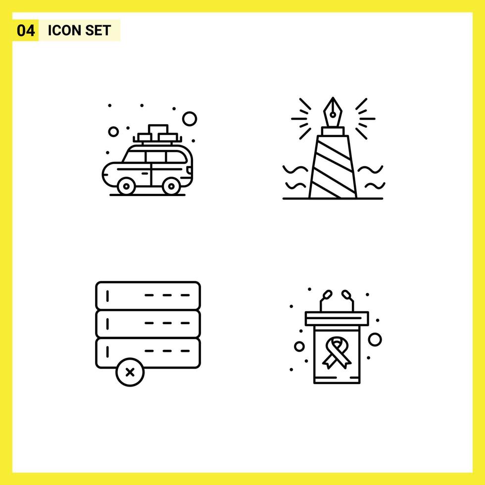 4 Creative Icons Modern Signs and Symbols of camping cancel bus writing devices Editable Vector Design Elements