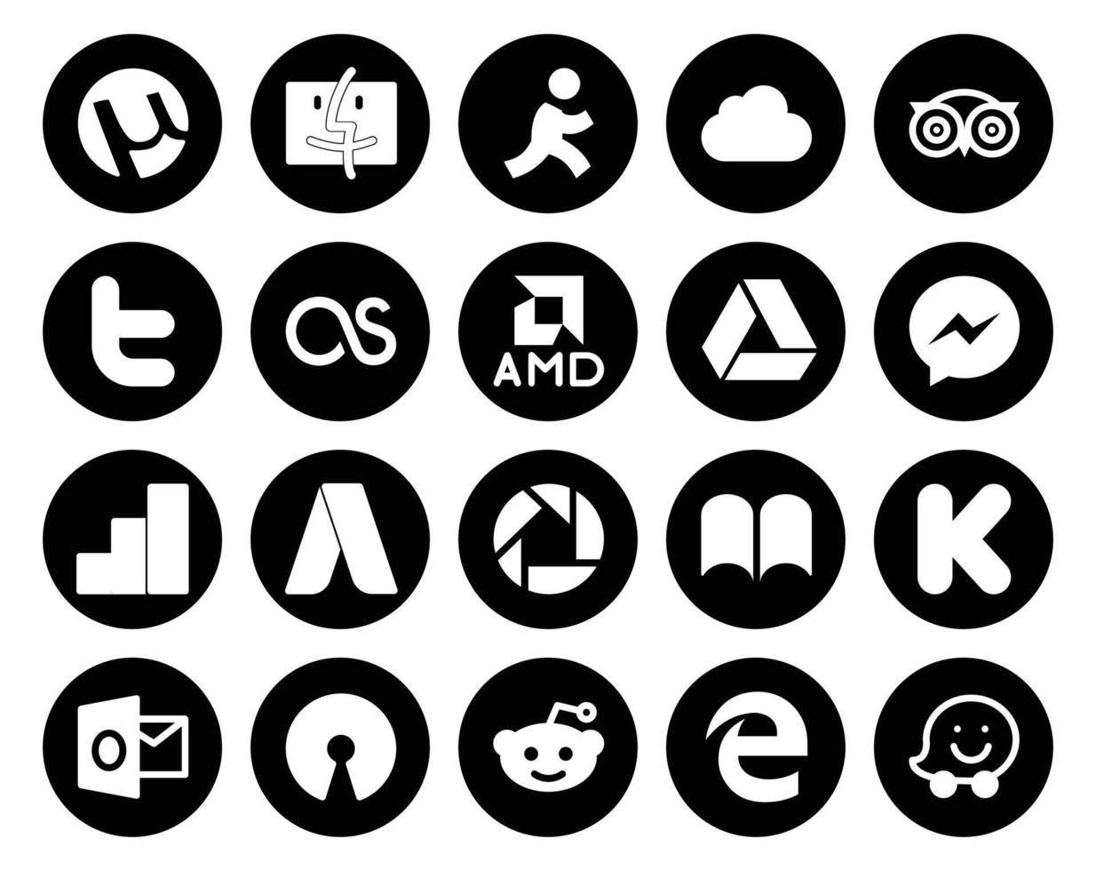 20 Social Media Icon Pack Including outlook ibooks lastfm picasa google analytics vector