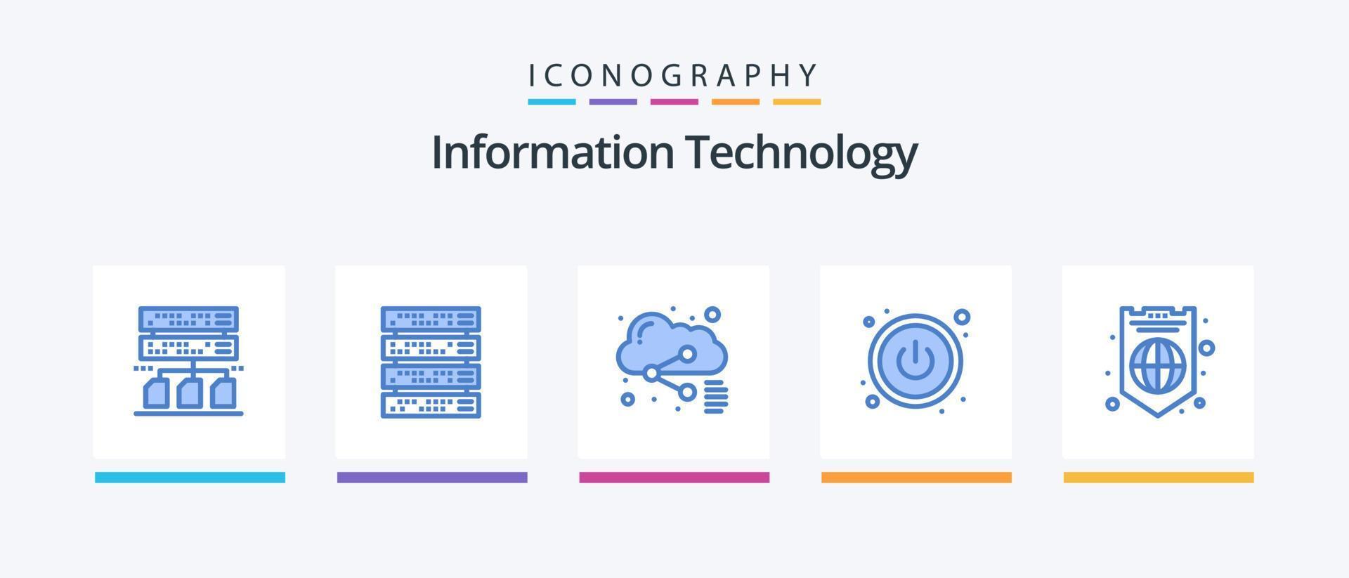 Information Technology Blue 5 Icon Pack Including . protection. file. internet. switch. Creative Icons Design vector
