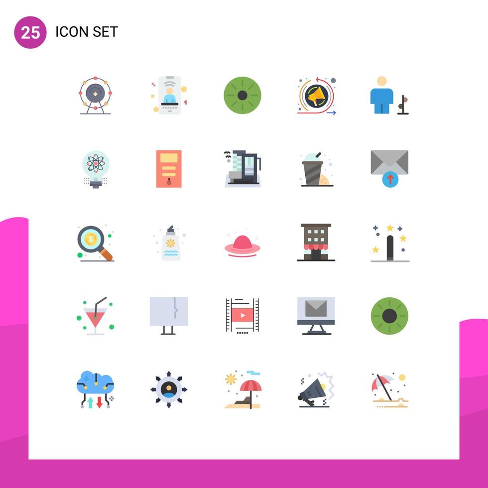 25 Thematic Vector Flat Colors and Editable Symbols of direction avatar drink seo speech marketing Editable Vector Design Elements