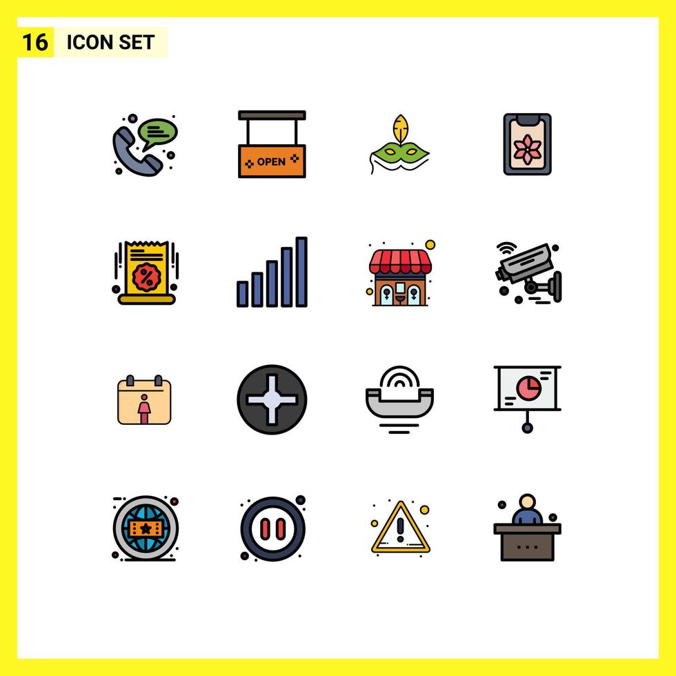 conjunto de 16 iconos de interfaz de usuario modernos símbolos signos para gran venta máscara de clip flor de primavera elementos de diseño de vectores creativos editables