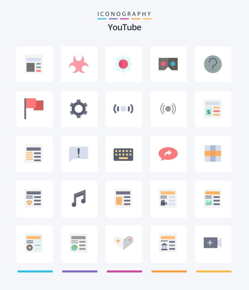 Creative Youtube 25 Flat icon pack  Such As ui. basic. basic. movie. glasses vector