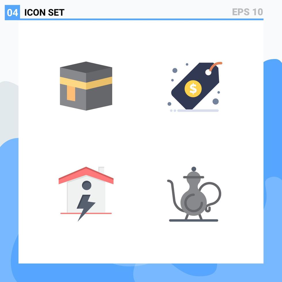 4 Thematic Vector Flat Icons and Editable Symbols of hajj home mecca management enrgy Editable Vector Design Elements