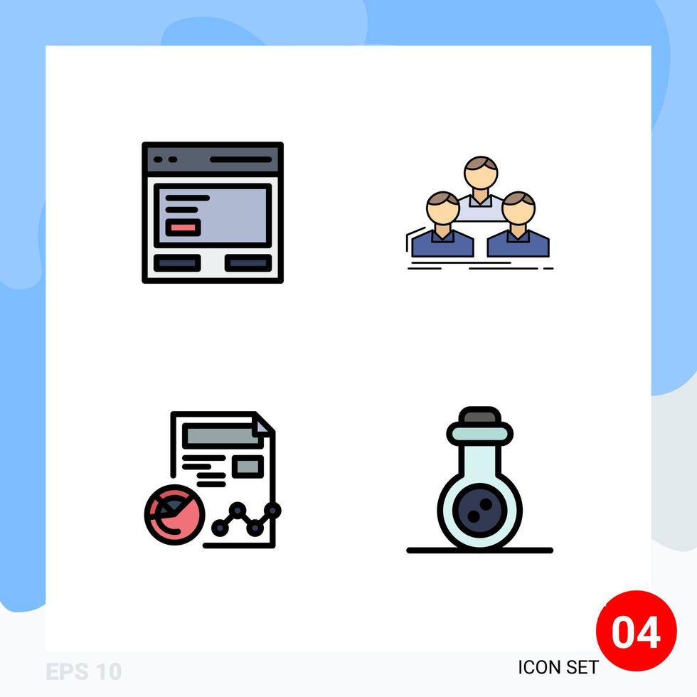 Universal Icon Symbols Group of 4 Modern Filledline Flat Colors of action team interface employee chart Editable Vector Design Elements