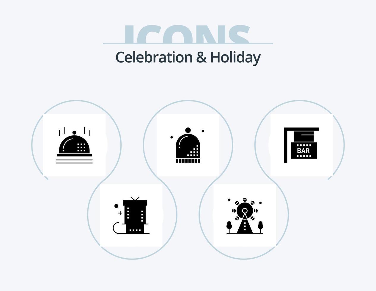 celebración y vacaciones glifo icon pack 5 diseño de iconos. señal de barra vacaciones. signo. sombrero. celebracion vector