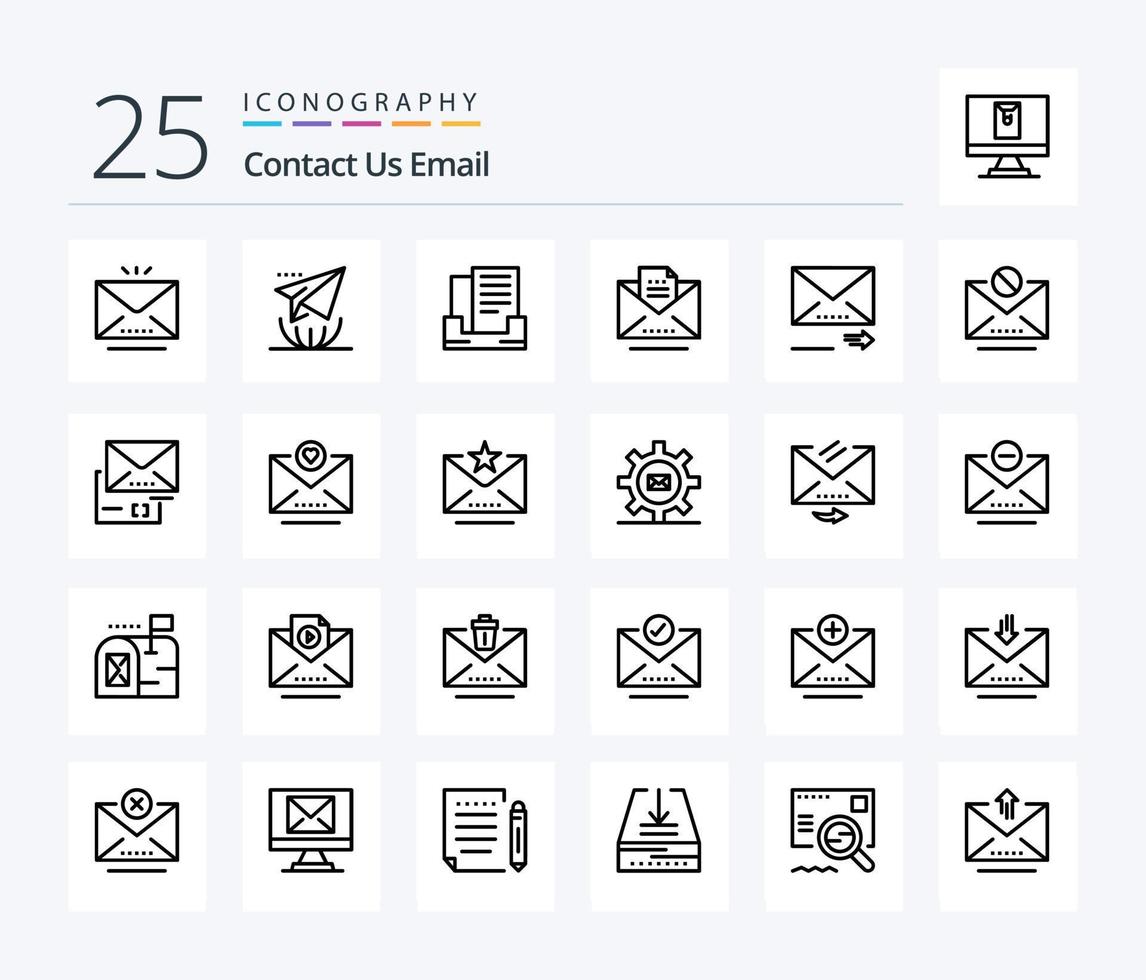 paquete de iconos de 25 líneas de correo electrónico que incluye navegación. Email. Email. carta. borrador vector