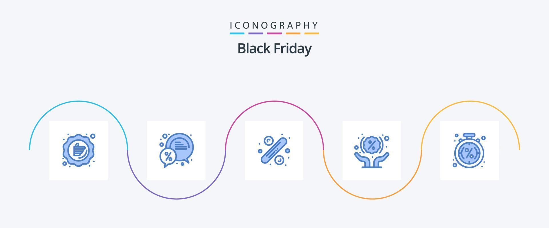 Black Friday Blue 5 Icon Pack Including shopping. hands. percent. discount. big sale vector