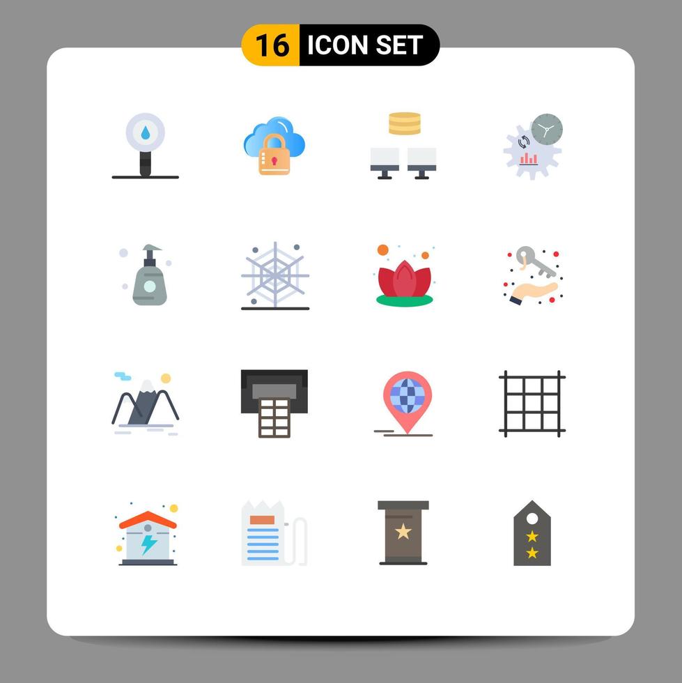 16 Creative Icons Modern Signs and Symbols of shower bottle process loucked management business Editable Pack of Creative Vector Design Elements