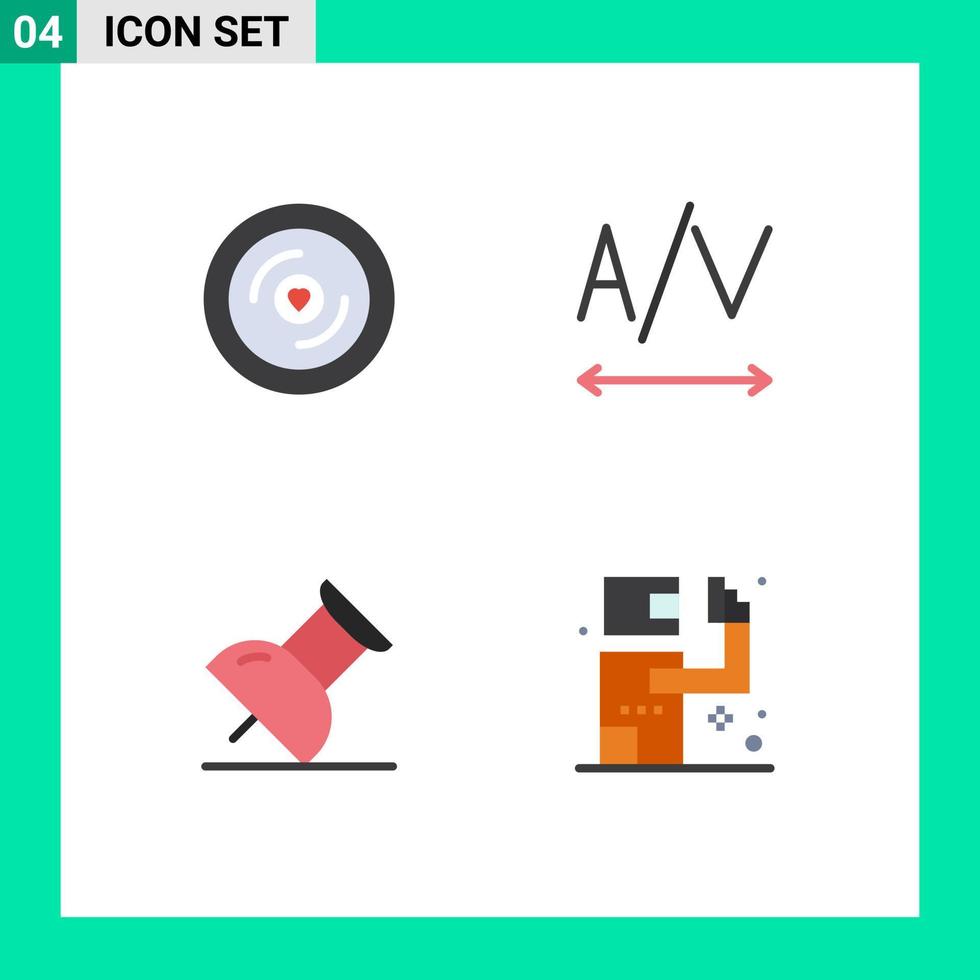 Set of 4 Commercial Flat Icons pack for disk gunman wedding marker killer Editable Vector Design Elements