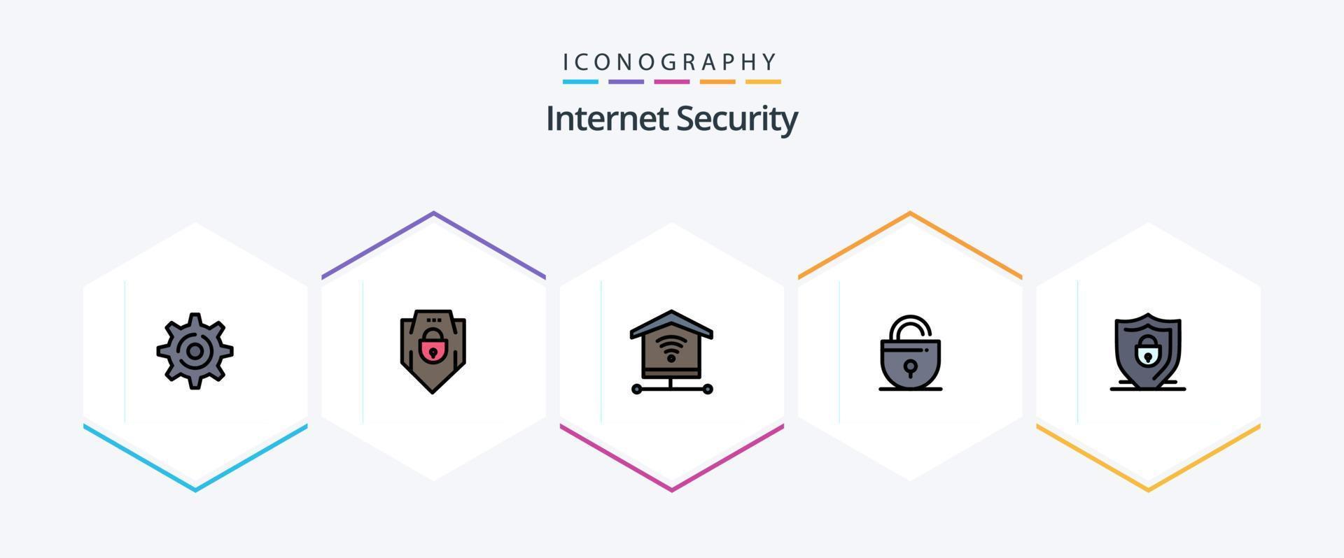Internet Security 25 FilledLine icon pack including lock. internet. security. internet. locked vector