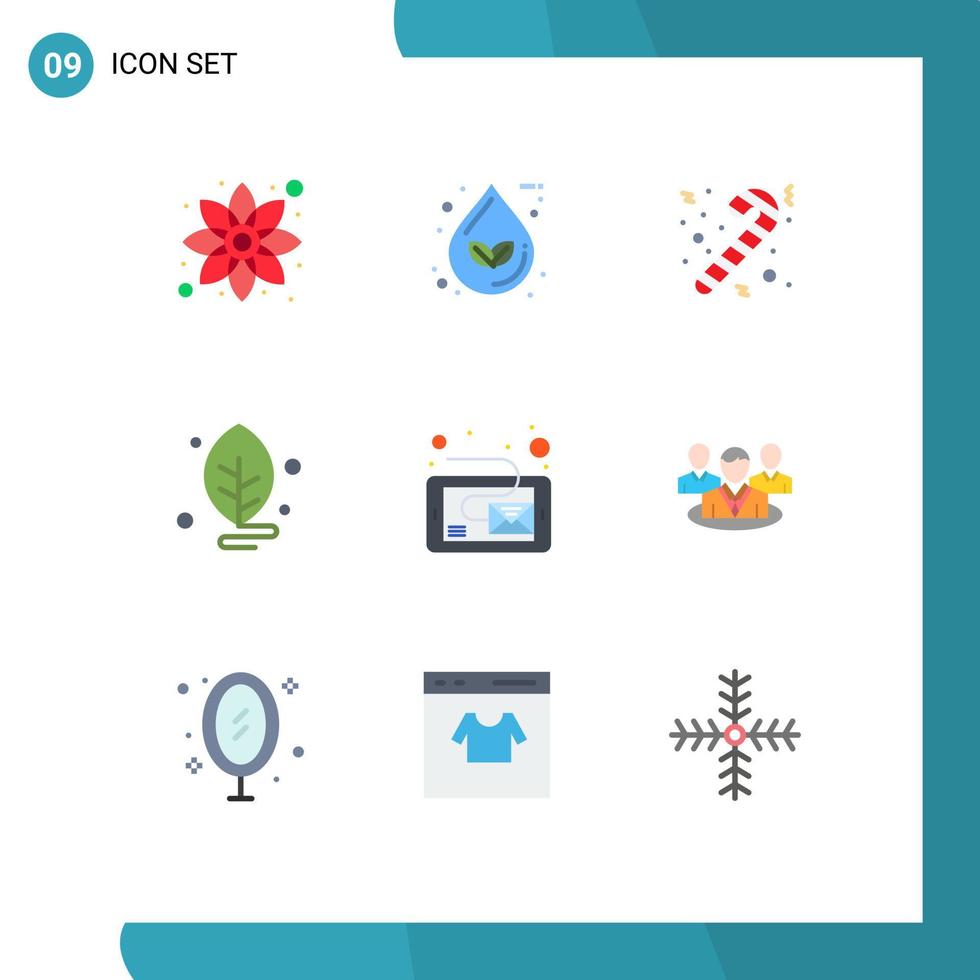 9 Creative Icons Modern Signs and Symbols of inbox science water leaf biology Editable Vector Design Elements