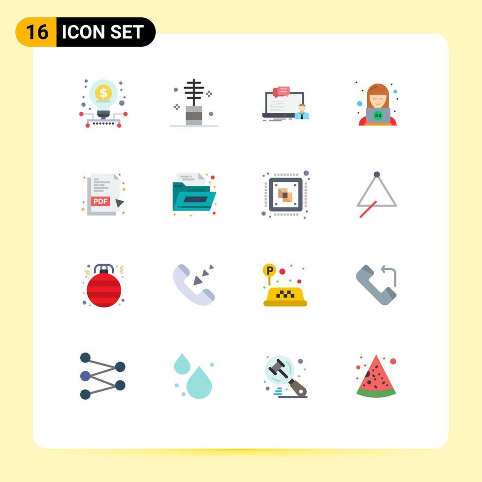 16 Flat Color concept for Websites Mobile and Apps service support salon customer computer Editable Pack of Creative Vector Design Elements