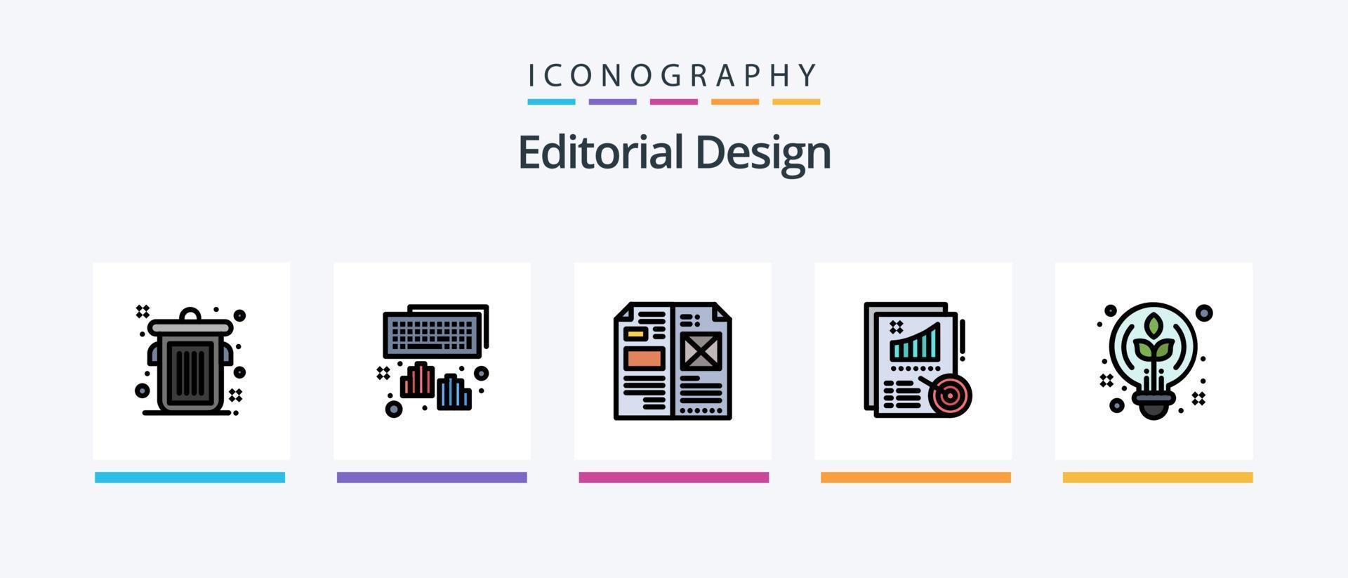 la línea de diseño editorial llenó el paquete de 5 íconos que incluye la herramienta. goma de borrar. vista. dibujar. buffer. diseño de iconos creativos vector