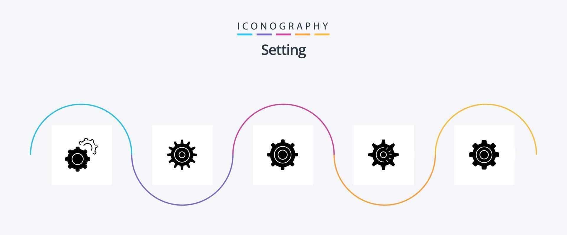 configuración del paquete de iconos de glifo 5 que incluye . engranaje. engranajes general. idea vector