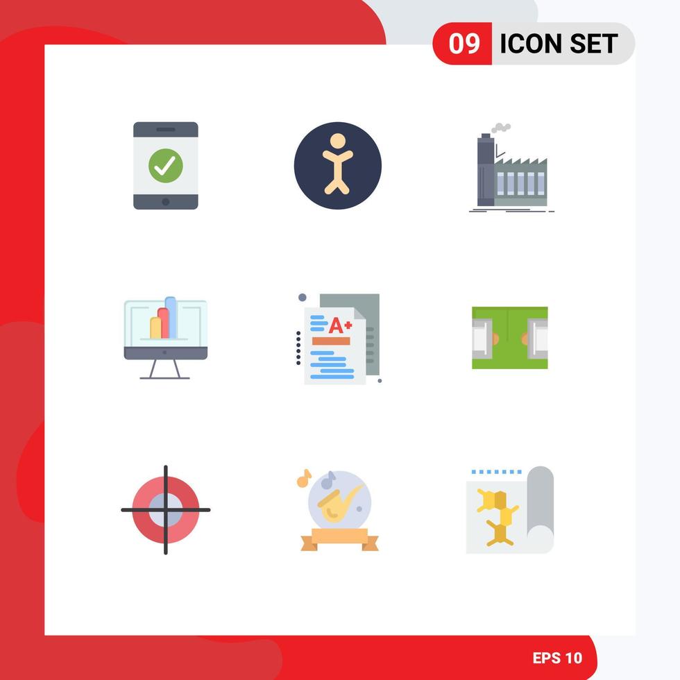 Set of 9 Vector Flat Colors on Grid for knowledge a manufacturing test shart Editable Vector Design Elements