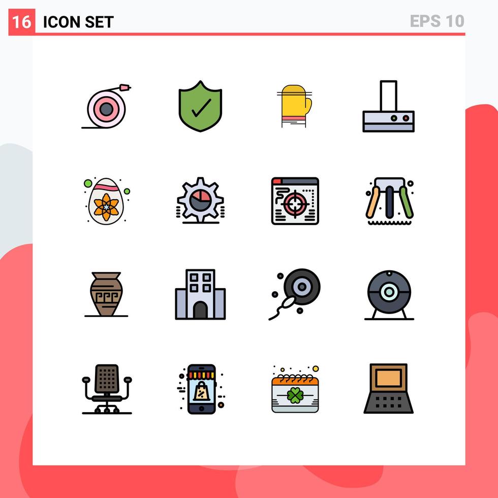 paquete de iconos de vector de stock de 16 signos y símbolos de línea para elementos de diseño de vector creativo editable de ventilador de decoración de microondas de Pascua cog