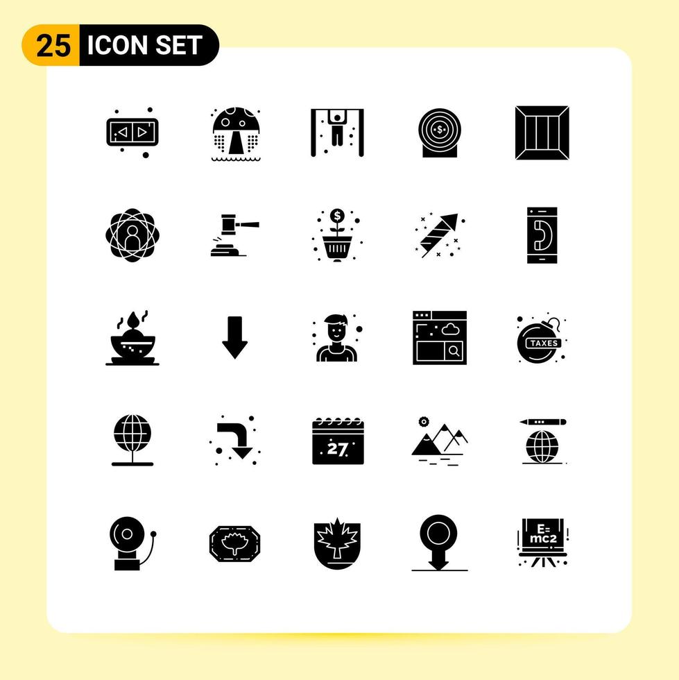 Modern Set of 25 Solid Glyphs Pictograph of money delivery rings business target Editable Vector Design Elements