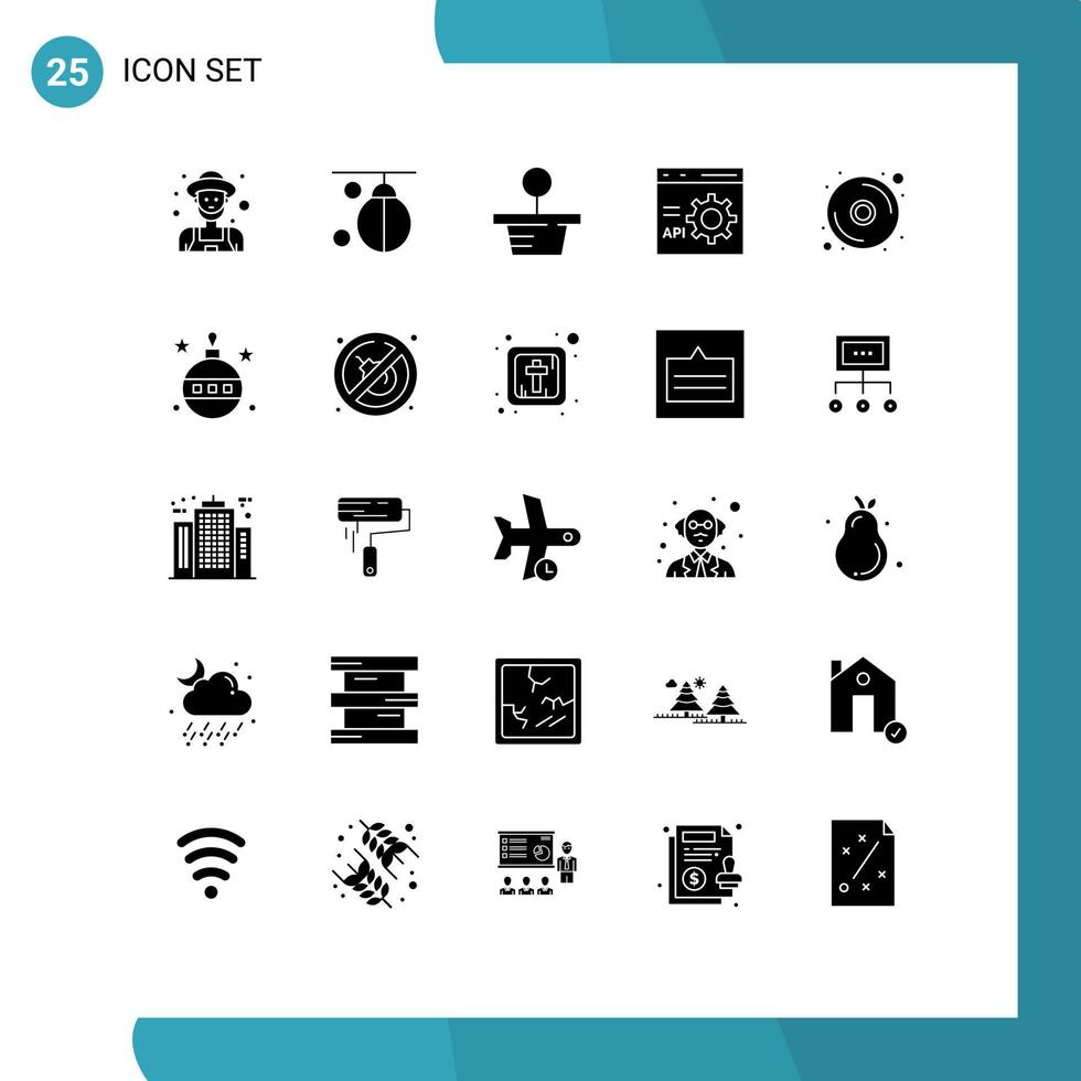 Pictogram Set of 25 Simple Solid Glyphs of cd development training develop browser Editable Vector Design Elements