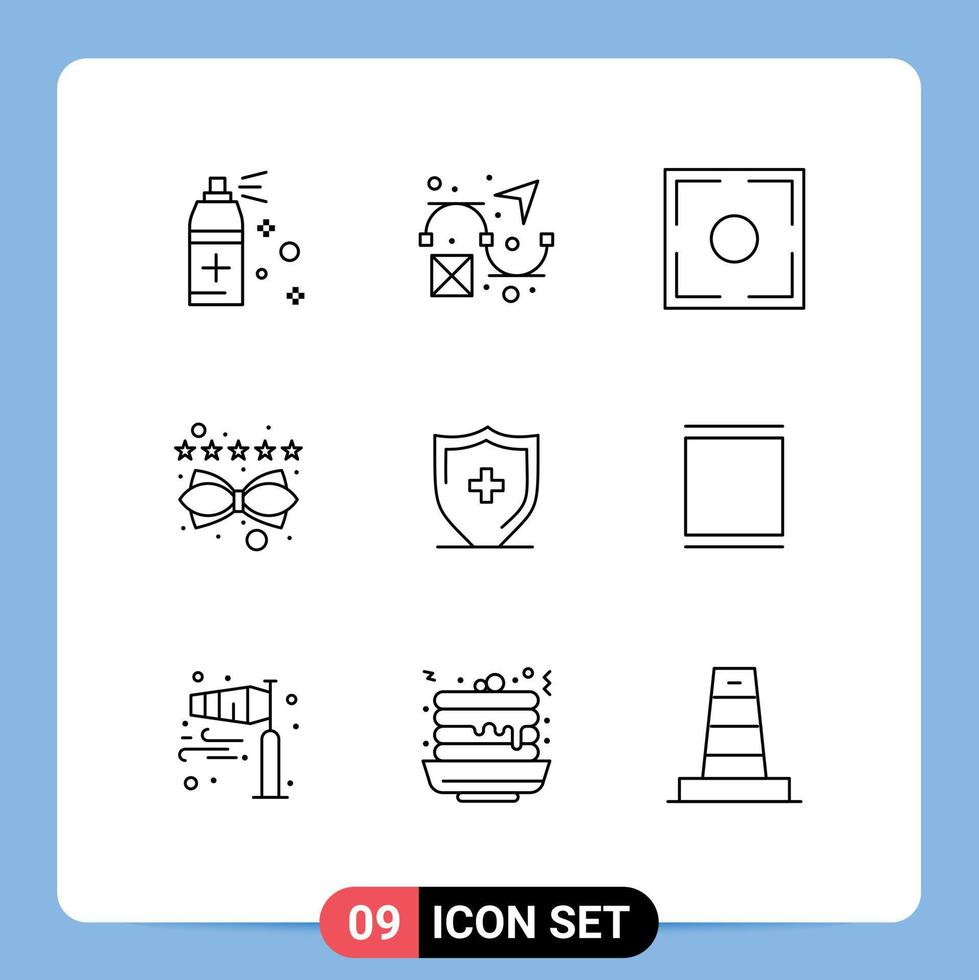 Modern Set of 9 Outlines and symbols such as shield sign photo hospital lead Editable Vector Design Elements