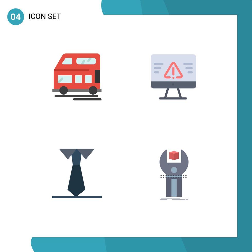 Group of 4 Modern Flat Icons Set for bus study vehicle error sdk Editable Vector Design Elements