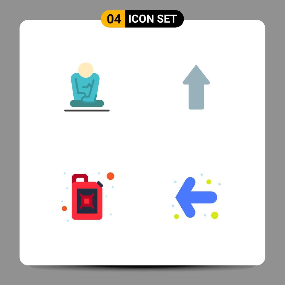 Set of 4 Commercial Flat Icons pack for fast gasoline yoga up arrow Editable Vector Design Elements