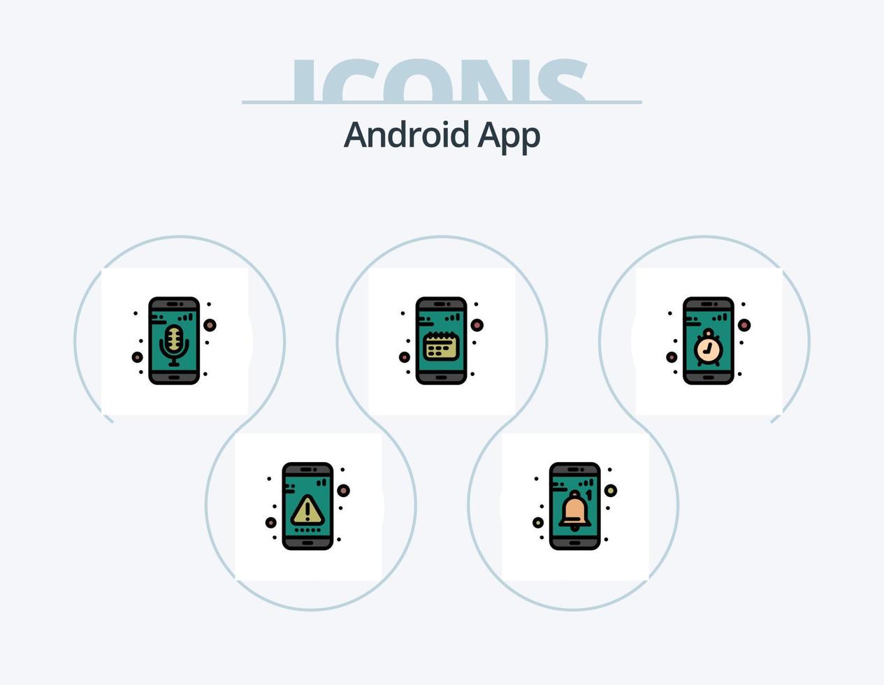 paquete de iconos llenos de línea de aplicación de Android 5 diseño de iconos. GPS. teléfono. aplicación aplicación androide vector